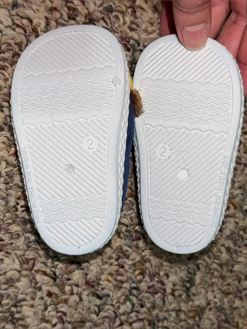 Infant size 2 Slip-On Lion Shoes in Navy and Yellow